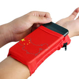 Maxbell Sports Wristband Sweatband Wallet Zipper Pocket Armband M Chinese Flag