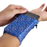 Maxbell Sports Wristband Sweatband Wallet Zipper Pocket Armband M Blue Roots