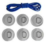 Maxbell 6 Pieces Inflatable Boat Kayak SUP D-ring Patch & Elastic Shock Cord Gray