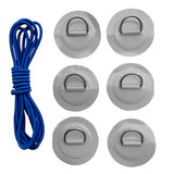 Maxbell 6 Pieces Inflatable Boat Kayak SUP D-ring Patch & Elastic Shock Cord Gray