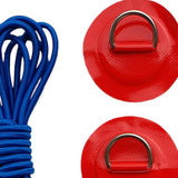 Maxbell 6 Pieces Inflatable Boat Kayak SUP D-ring Patch & Elastic Shock Cord Red