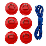 Maxbell 6 Pieces Inflatable Boat Kayak SUP D-ring Patch & Elastic Shock Cord Red