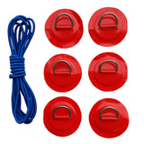 Maxbell 6 Pieces Inflatable Boat Kayak SUP D-ring Patch & Elastic Shock Cord Red