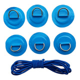 Maxbell 6 Pieces Inflatable Boat Kayak SUP D-ring Patch & Elastic Shock Cord Blue
