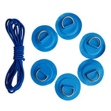 Maxbell 6 Pieces Inflatable Boat Kayak SUP D-ring Patch & Elastic Shock Cord Blue