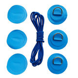 Maxbell 6 Pieces Inflatable Boat Kayak SUP D-ring Patch & Elastic Shock Cord Blue