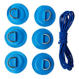 Maxbell 6 Pieces Inflatable Boat Kayak SUP D-ring Patch & Elastic Shock Cord Blue