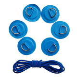 Maxbell 6 Pieces Inflatable Boat Kayak SUP D-ring Patch & Elastic Shock Cord Blue