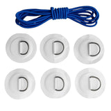 Maxbell 6 Pieces Inflatable Boat Kayak SUP D-ring Patch & Elastic Shock Cord White