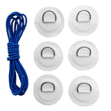 Maxbell 6 Pieces Inflatable Boat Kayak SUP D-ring Patch & Elastic Shock Cord White
