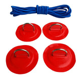 Maxbell 4 Pieces Inflatable Boat Kayak SUP D-ring Patch & Shock Bungee Cord Red