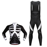 Maxbell Bike Bicycle Cycling Long Jersey T Shirt Top with Bib Pants Set Skeleton L