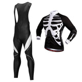 Maxbell Bike Bicycle Cycling Long Jersey T Shirt Top with Bib Pants Set Skeleton L