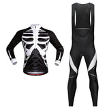 Maxbell Bike Bicycle Cycling Long Jersey T Shirt Top with Bib Pants Set Skeleton L