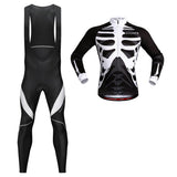 Maxbell Bike Bicycle Cycling Long Jersey T Shirt Top with Bib Pants Set Skeleton XXL