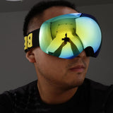 Maxbell Snowboard Snowmobile Pro Ski Snow Goggles Anti Fog UV Double-Lens Black