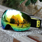 Maxbell Snowboard Snowmobile Pro Ski Snow Goggles Anti Fog UV Double-Lens Dark Brown