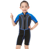 Maxbell Kids 3.5mm Neoprene Wetsuit One-Piece Short Sleeve Jumpsuit Swimwear Blue-2