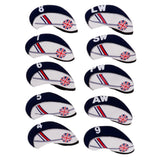 Maxbell 10pcs Golf Headcovers Head Covers Iron Protect Union Jack Beige+Dark Blue