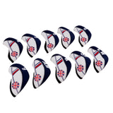 Maxbell 10pcs Golf Headcovers Head Covers Iron Protect Union Jack Beige+Dark Blue