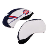 Maxbell 10pcs Golf Headcovers Head Covers Iron Protect Union Jack Beige+Dark Blue