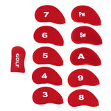 Maxbell 10pcs Neoprene Golf Iron Head Covers+1 Pcs Golf Putter Headcovers Set Red