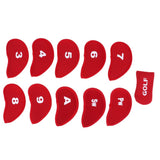 Maxbell 10pcs Neoprene Golf Iron Head Covers+1 Pcs Golf Putter Headcovers Set Red