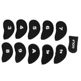 Maxbell 10pcs Neoprene Golf Iron Head Covers+1 Pcs Golf Putter Headcovers Set Black