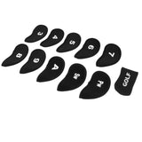 Maxbell 10pcs Neoprene Golf Iron Head Covers+1 Pcs Golf Putter Headcovers Set Black