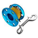 Maxbell Alloy Scuba Diving Finger Spool Reel with Line &Double Ended Hook Blue-20m