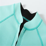 Maxbell Women Neoprene Sleeve Wetsuit Front Zip Diving Bikini Suit Light Blue   XL