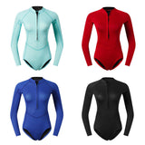 Maxbell Women Neoprene Sleeve Wetsuit Front Zip Diving Bikini Suit Light Blue   XL