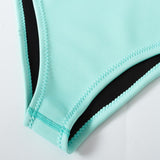 Maxbell Women Neoprene Sleeve Wetsuit Front Zip Diving Bikini Suit Light Blue   S