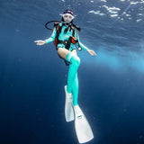 Maxbell Women Neoprene Sleeve Wetsuit Front Zip Diving Bikini Suit Light Blue   S