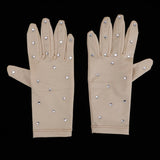 Maxbell Elastic Girls Gloves with Rhinestones for Ice Figure Skating Competition S