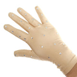 Maxbell Elastic Girls Gloves with Rhinestones for Ice Figure Skating Competition S