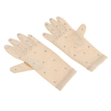 Maxbell Elastic Girls Gloves with Rhinestones for Ice Figure Skating Competition S