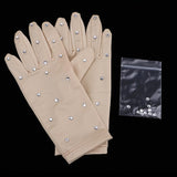 Maxbell Elastic Girls Gloves with Rhinestones for Ice Figure Skating Competition M