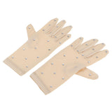 Maxbell Elastic Girls Gloves with Rhinestones for Ice Figure Skating Competition M