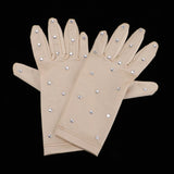 Maxbell Elastic Girls Gloves with Rhinestones for Ice Figure Skating Competition XL