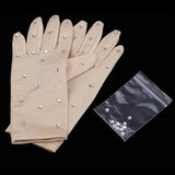 Maxbell Elastic Girls Gloves with Rhinestones for Ice Figure Skating Competition XL
