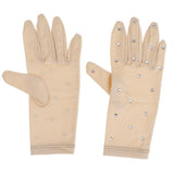 Maxbell Elastic Girls Gloves with Rhinestones for Ice Figure Skating Competition XL