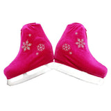 Maxbell 2pcs Ice Skate Boot Covers Protector for Figure Skating Velvet Rose Red-M