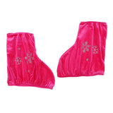 Maxbell 2pcs Ice Skate Boot Covers Protector for Figure Skating Velvet Rose Red-M