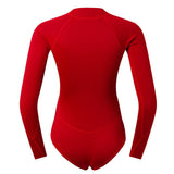 Maxbell Women Neoprene Sleeve Wetsuit Front Zip Diving Bikini Suit Red      L