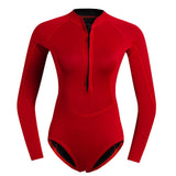 Maxbell Women Neoprene Sleeve Wetsuit Front Zip Diving Bikini Suit Red      XL