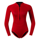 Maxbell Women Neoprene Sleeve Wetsuit Front Zip Diving Bikini Suit Red      XL