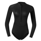 Maxbell Women Neoprene Sleeve Wetsuit Front Zip Diving Bikini Suit Black   L