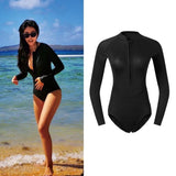 Maxbell Women Neoprene Sleeve Wetsuit Front Zip Diving Bikini Suit Black  S