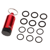 Maxbell Mini Scuba Diving Tank with 12 O Rings and Brass Pick Dive Key Chain Red